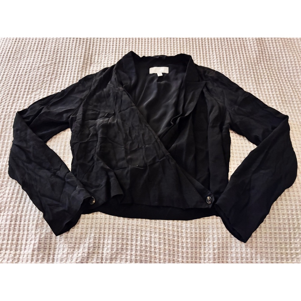 Anthropologie Ett:wa Surplice Blouse Black Size 6 - Picture 2 of 3